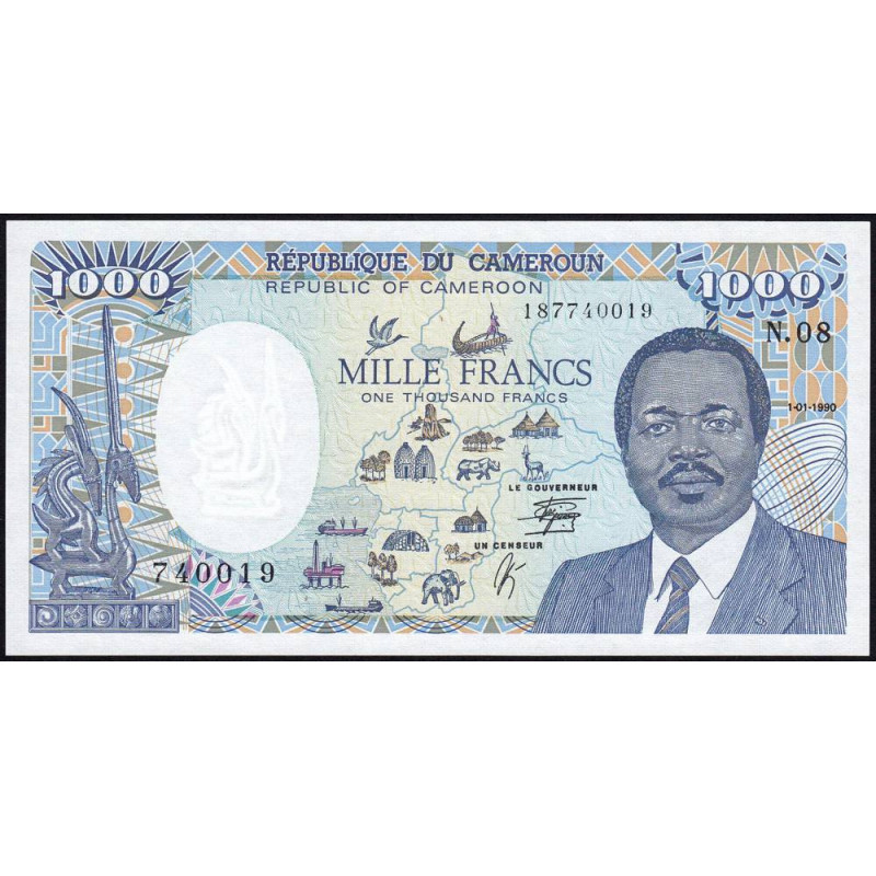 Cameroun - Pick 26b - 1'000 francs - Série N.08 - 01/01/1990 - Etat : NEUF