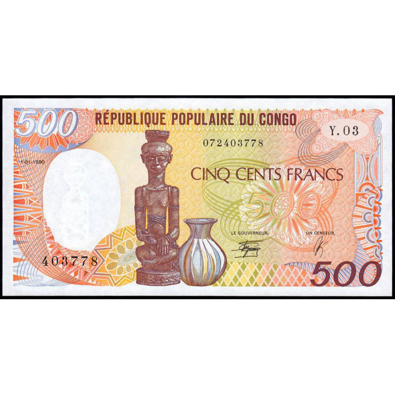 Congo (Brazzaville) - Pick 8c - 500 francs - Série Y.03 - 01/01/1990 - Etat : NEUF