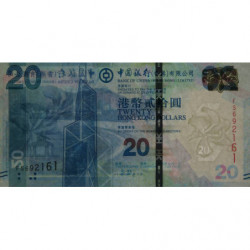Hong Kong - Bank of China - Pick 341e - 20 dollars - Série FS - 01/01/2015 - Etat : NEUF