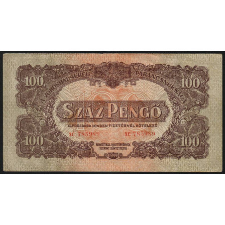 Hongrie - Billet militaire - M 8_2 - 100 pengö - Série XC - 1944 - Etat : SUP