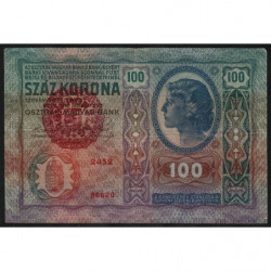 Hongrie - Pick 27 - 100 korona - Série 2452 - 02/01/1912 (1920) - Etat : TTB