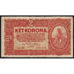 Hongrie - Pick 58_1 - 2 korona - Série 2aa 023 - 01/01/1920 - Etat : TB-