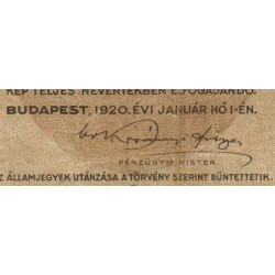 Hongrie - Pick 62 - 50 korona - Série 5a 002 - 01/01/1920 - Etat : TB