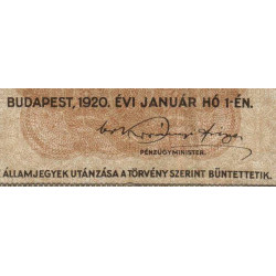 Hongrie - Pick 66 - 1'000 korona - Série B 15 - 01/01/1920 - Etat : TB+