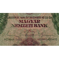 Hongrie - Pick 100 - 10 pengö - Série B 878 - 22/12/1936 - Etat : TB