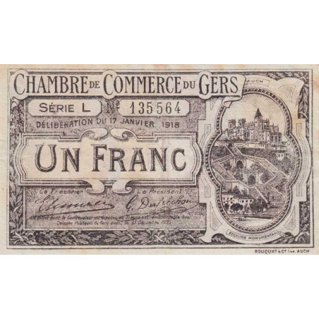 Auch (Gers) - Pirot 15-14 - 1 franc - Série L - 17/01/1918 - Etat : TB+