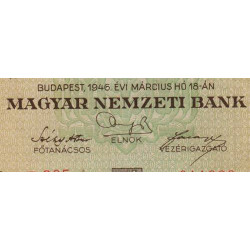 Hongrie - Pick 124 - 100'000'000 pengö - Série P 205 - 18/03/1946 - Etat : TTB