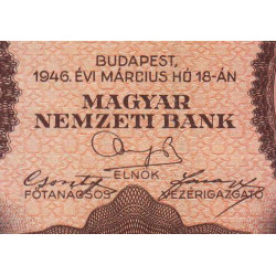 Hongrie - Pick 125 - 1'000'000'000 pengö - Série R 322 - 18/03/1946 - Etat : SUP+