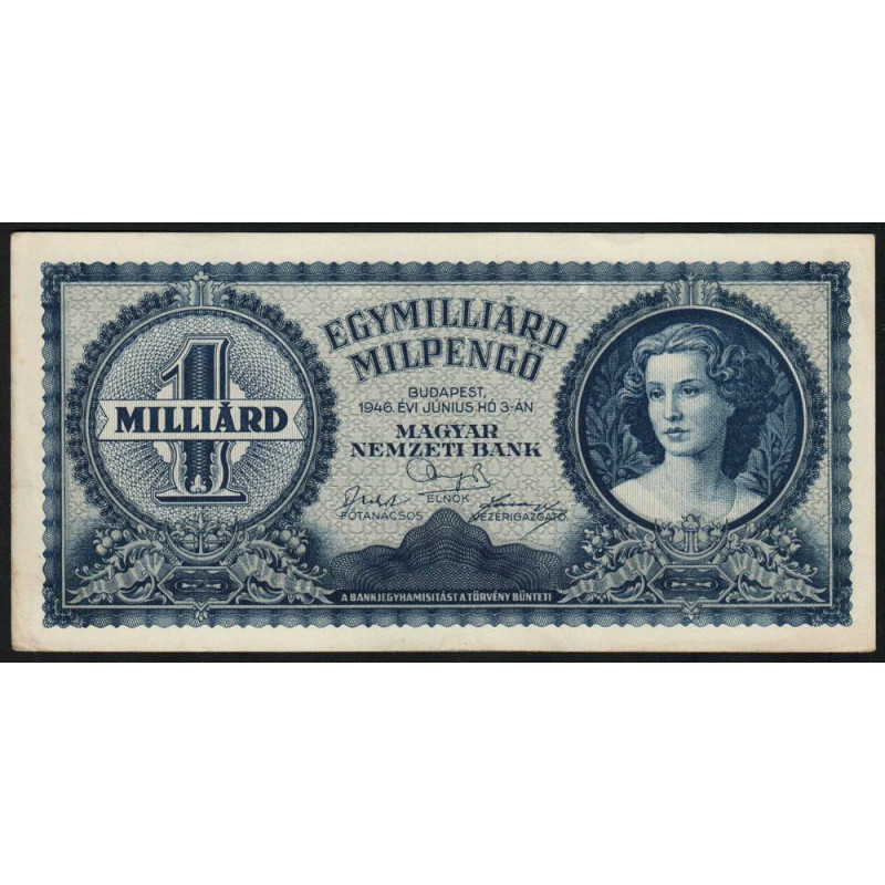 Hongrie - Pick 131 - 1'000'000'000 milpengö - Sans série - 03/06/1946 - Etat : SUP