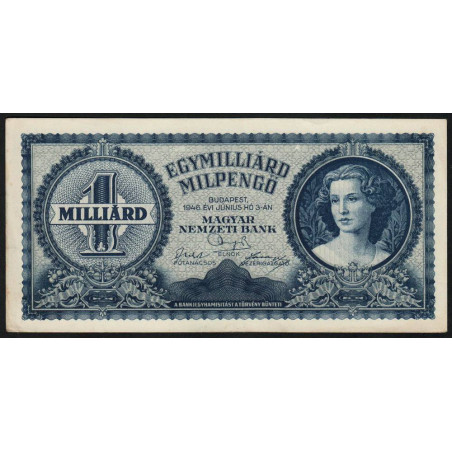 Hongrie - Pick 131 - 1'000'000'000 milpengö - Sans série - 03/06/1946 - Etat : SUP