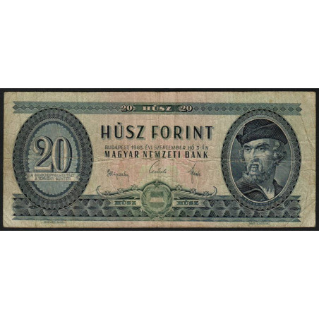 Hongrie - Pick 169d - 20 forint - Série C 265 - 03/09/1965 - Etat : TB-