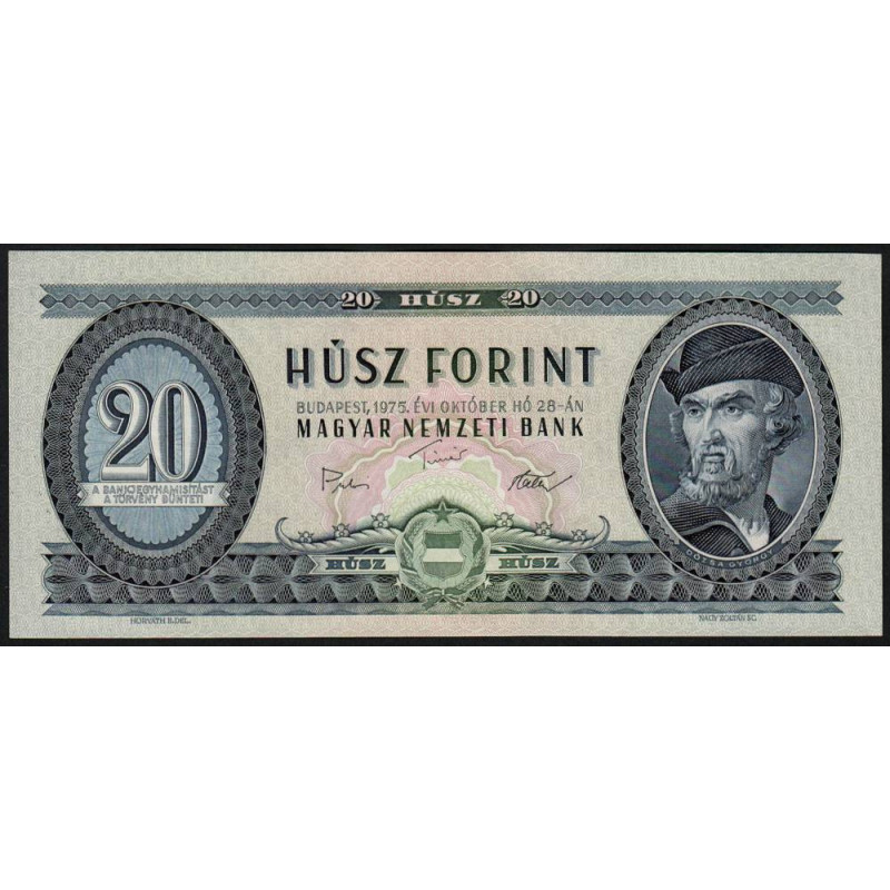 Hongrie - Pick 169f - 20 forint - Série C 267 - 28/10/1975 - Etat : pr.NEUF