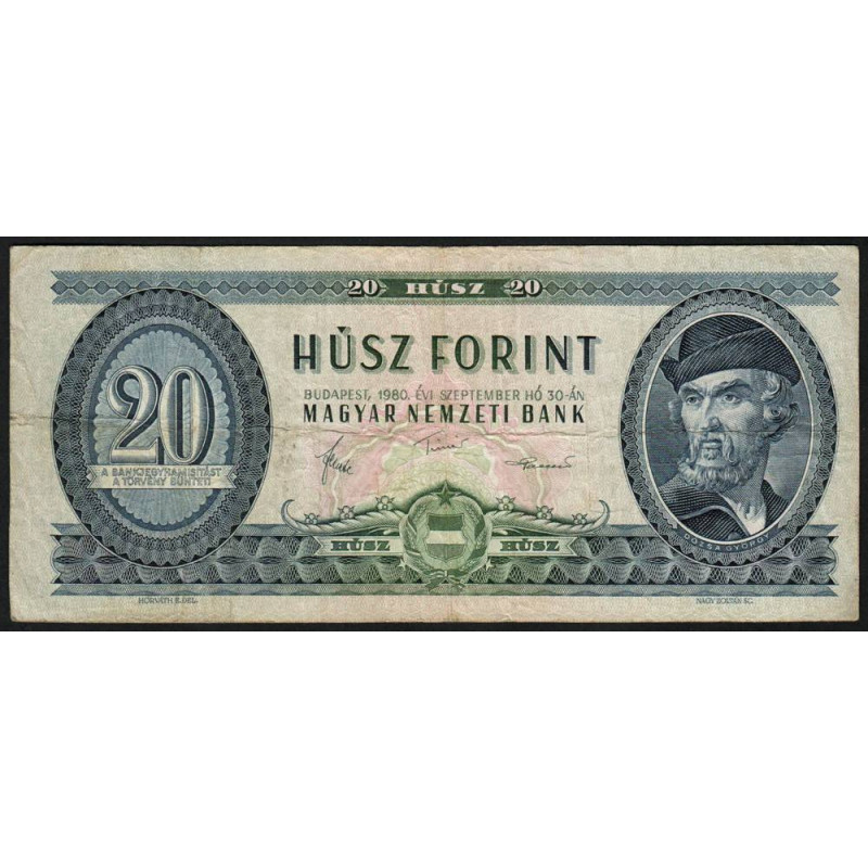 Hongrie - Pick 169g - 20 forint - Série C 351 - 30/09/1980 - Etat : TB