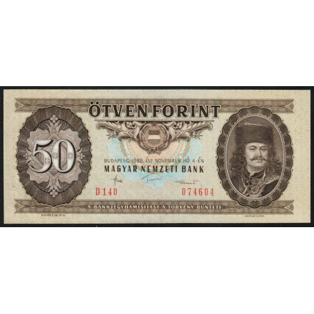 Hongrie - Pick 170g - 50 forint - Série D 140 - 04/11/1986 - Etat : SPL