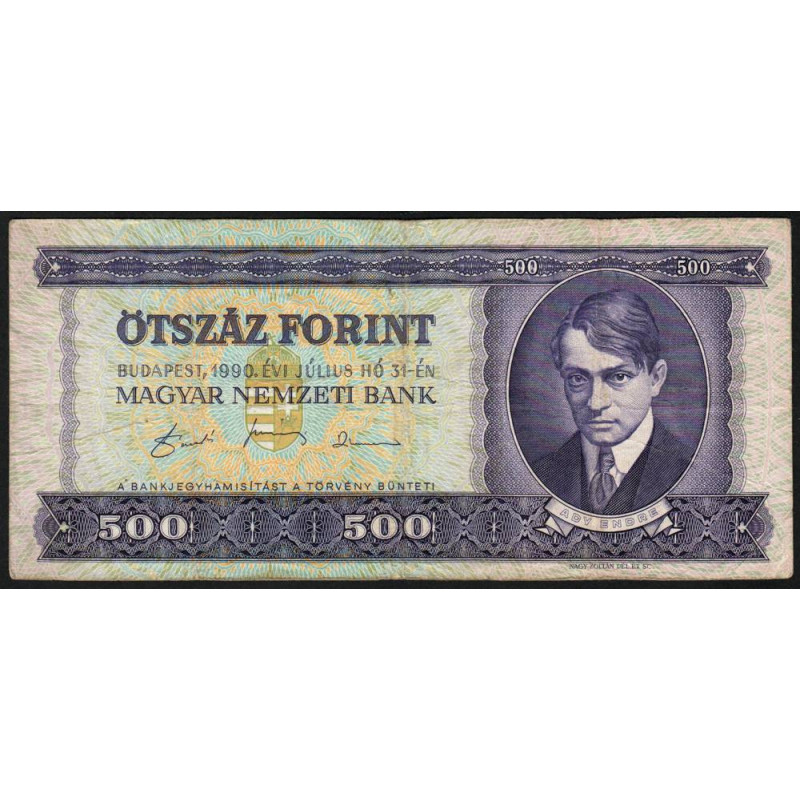 Hongrie - Pick 175a - 500 forint - Série E 657 - 31/07/1990 - Etat : TB
