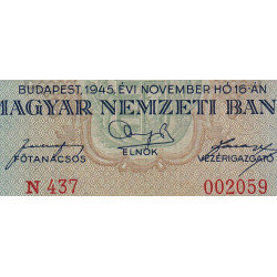 Hongrie - Pick 122 - 1'000'000 pengö - Série N 437 - 16/11/1945 - Etat : TB+