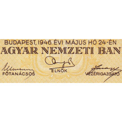 Hongrie - Pick 128 - 1'000'000 milpengö - Sans série - 24/05/1946 - Etat : NEUF