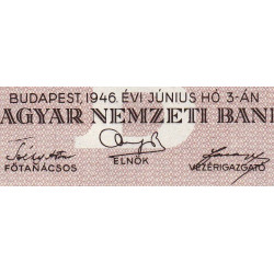 Hongrie - Pick 134 - 1'000'000 b.-pengö - Sans série - 03/06/1946 - Etat : NEUF