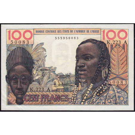 Côte d'Ivoire - Pick 101Ae - 100 francs - Série K.223 - 02/03/1965 - Etat : SUP