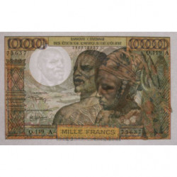 Côte d'Ivoire - Pick 103Aj - 1'000 francs - Série Q.119- Sans date (1974) - Etat : SPL