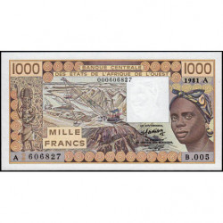 Côte d'Ivoire - Pick 107Ab_1 - 1'000 francs - Série B.005 - 1981 - Erreur numéro - Etat : NEUF