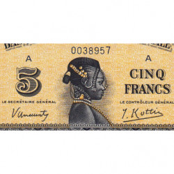 AOF - Pick 28a_1 - 5 francs - 14/12/1942 - Etat : SPL