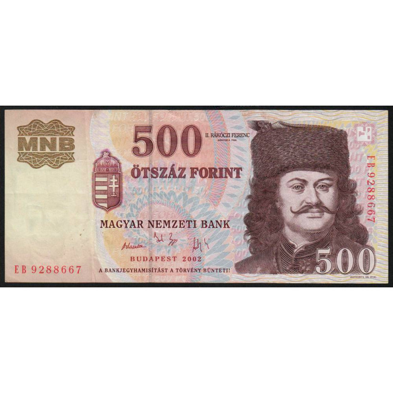 Hongrie - Pick 188b - 500 forint - Série EB - 2002 - Etat : TTB
