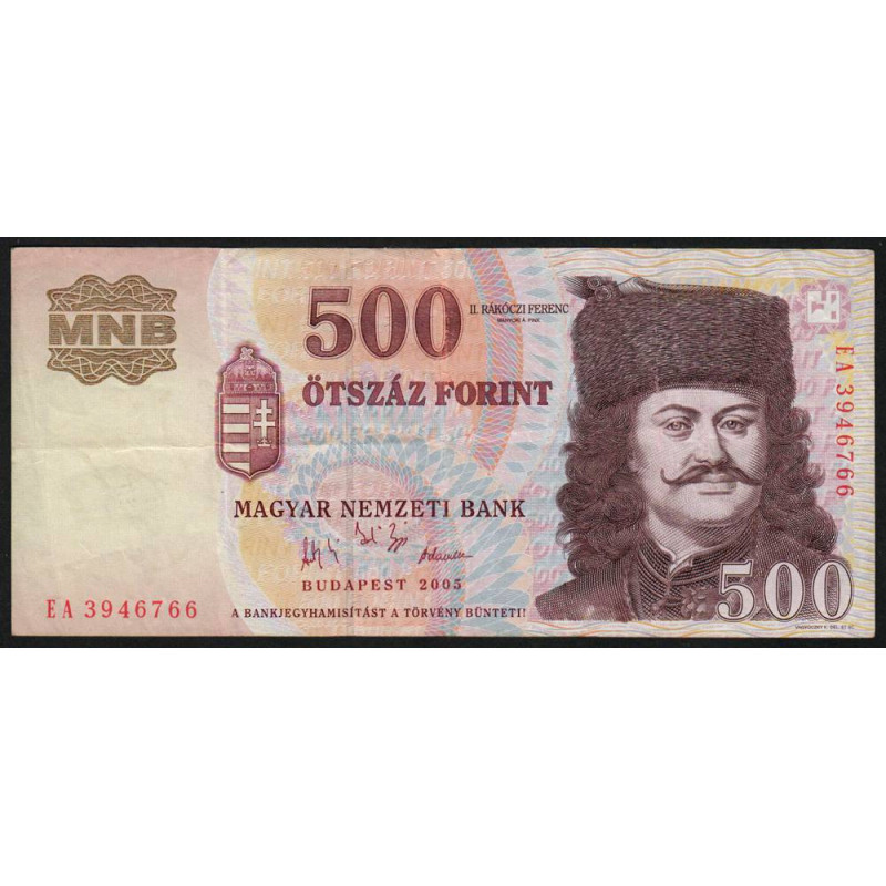 Hongrie - Pick 188d - 500 forint - Série EA - 2005 - Etat : TTB