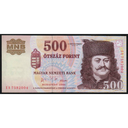 Hongrie - Pick 188e - 500 forint - Série EA - 2006 - Etat : NEUF