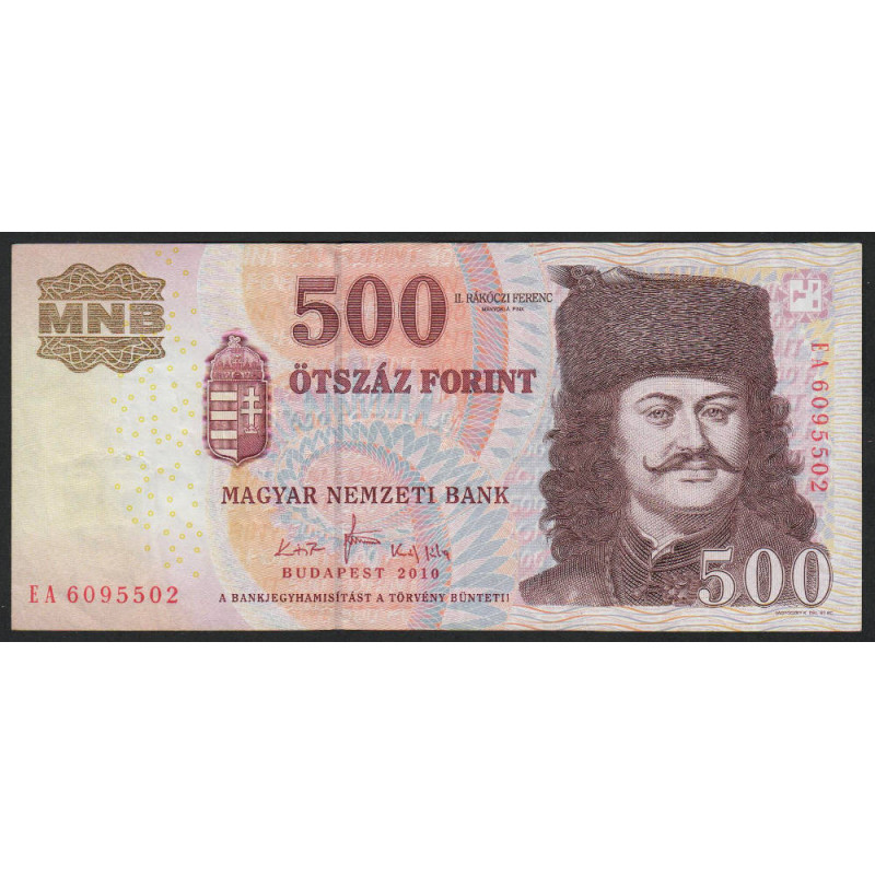 Hongrie - Pick 196c - 500 forint - Série EA - 2010 - Etat : TTB