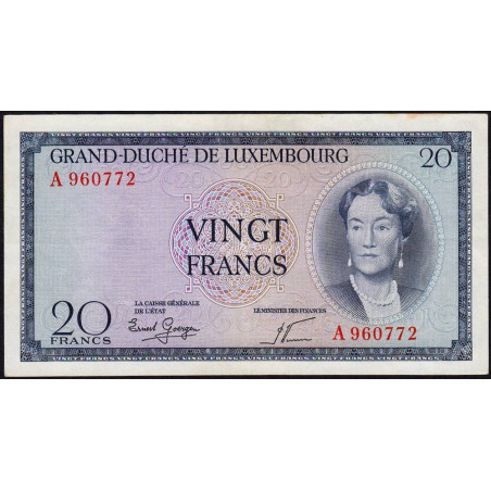 Luxembourg - Pick 49a - 20 francs - Série A - 1955 - Etat : SUP+