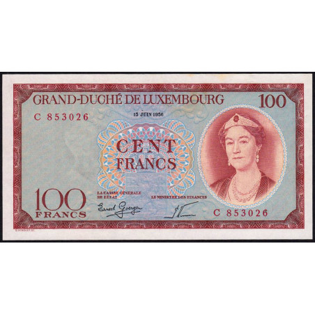 Luxembourg - Pick 50a - 100 francs - Série C - 15/06/1956 - Etat : SUP+