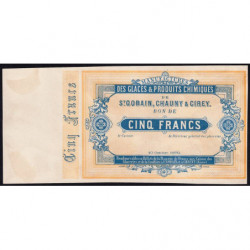 Saint-Gobain - Manufactures des Glaces - Jer 02.17B - 5 francs - 10/10/1870 - Epreuve - Etat : SPL