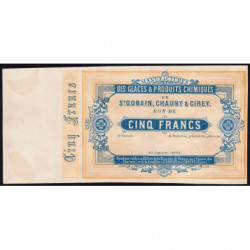 Saint-Gobain - Manufactures des Glaces - Jer 02.17B - 5 francs - 10/10/1870 - Epreuve - Etat : SPL