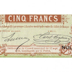 Ville de Lille - Jer 59.40B - 5 francs - 17/09/1870 - Etat : SPL