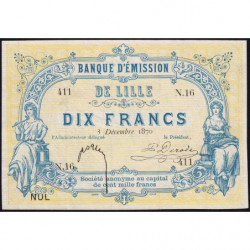 B. d'émission Lille - Jer 59.41C_4 - 10 francs - Série N.16 - 03/12/1870 - Etat : SPL
