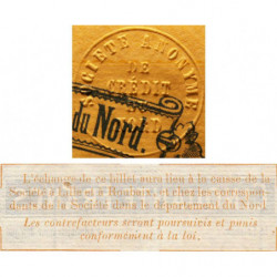Lille Crédit du Nord - Jer 59.42C - 50 francs - 1870 - Etat : SPL
