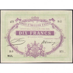 B. d'émission Arras - Jer 62.02C - 10 francs - 18/10/1870 - Etat : SPL