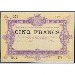 St-Pierre-lez-Calais - Jer 62.26B - 5 francs - Série B.2 - 08/10/1870 - Etat : SPL