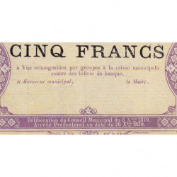 St-Pierre-lez-Calais - Jer 62.26B - 5 francs - 08/10/1870 - Etat : SPL