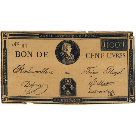 Louis XVII - Laf 278 faux - 100 livres - 1793 - Etat : TB