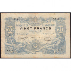 Algérie - Pick 72_2 - 20 francs - 07/05/1910 - Etat : TB+ (billet rarissime)