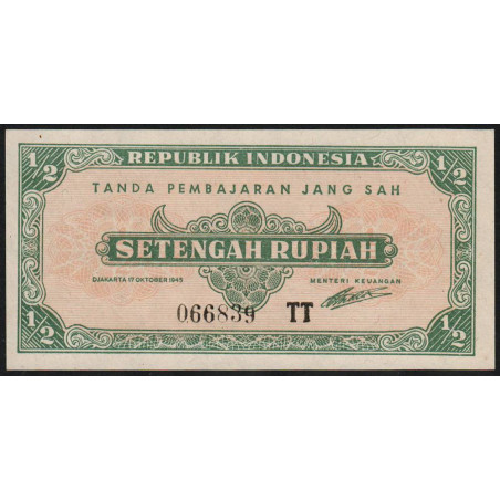 Indonésie - Pick 16 - 1/2 rupiah - 17/10/1945 - Etat : NEUF