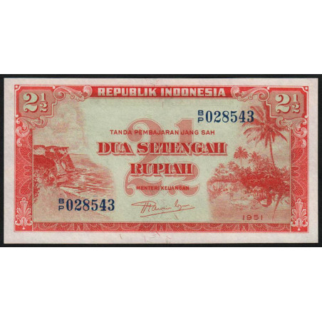 Indonésie - Pick 39 - 2 1/2 rupiah - 1951 - Etat : NEUF