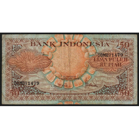 Indonésie - Pick 68_1 - 50 rupiah - 01/01/1959 - Etat : B+