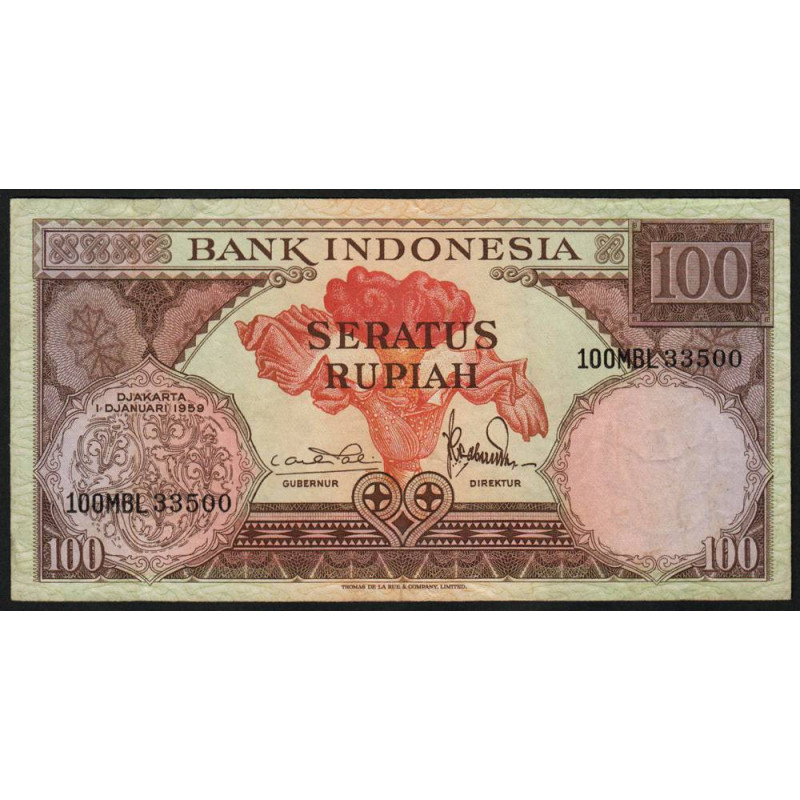 Indonésie - Pick 69_2 - 100 rupiah - 01/01/1959 - Etat : TTB-