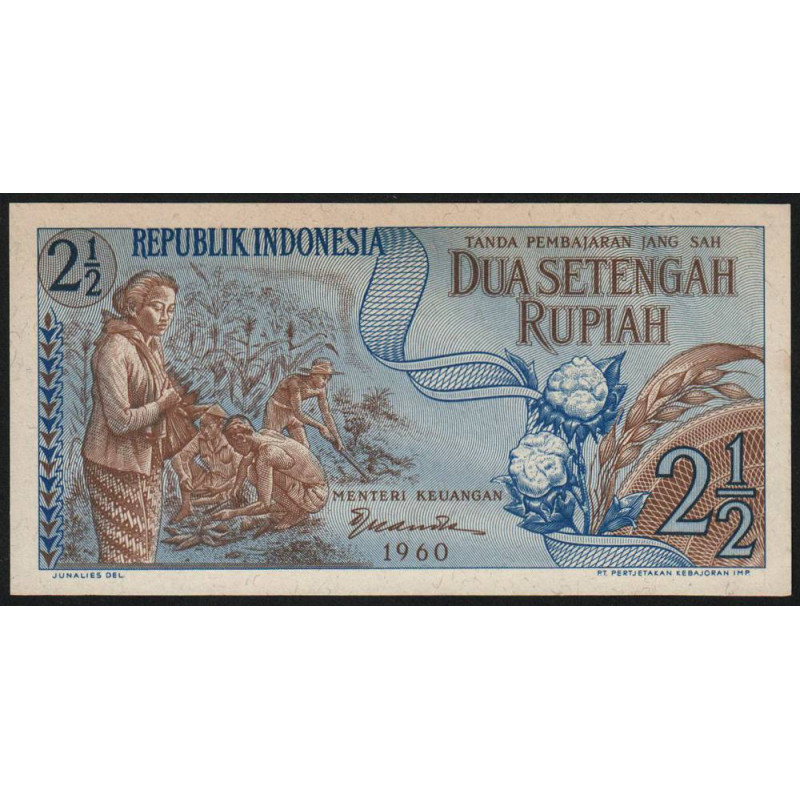 Indonésie - Pick 77 - 2 1/2 rupiah - 1960 - Etat : NEUF