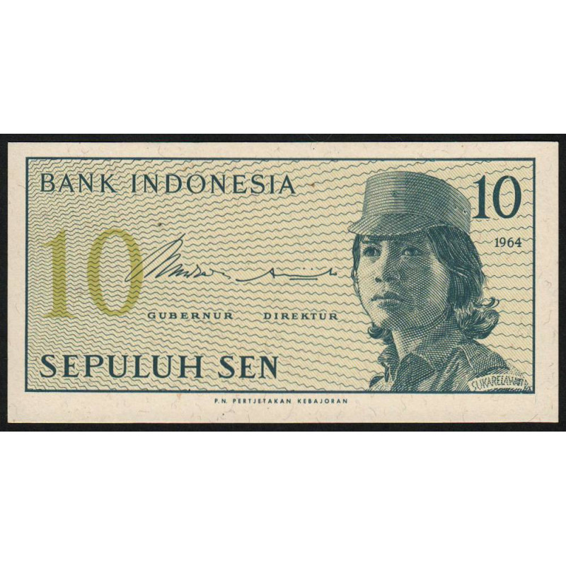 Indonésie - Pick 92r (remplacement) - 10 sen - 1964 - Etat : NEUF