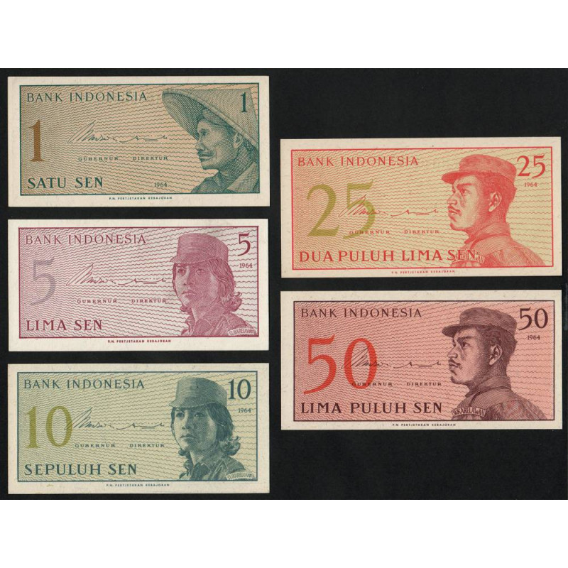 Indonésie - Pick 90a à 94a - Lot de 5 billets - 1964 - Etat : NEUF