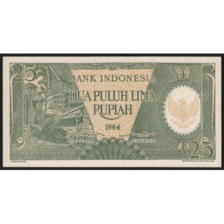 Indonésie - Pick 95 - 25 rupiah - 1964 - Etat : NEUF
